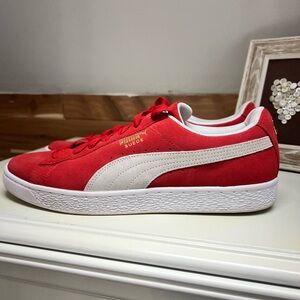 Puma Red and White Suede Shoes